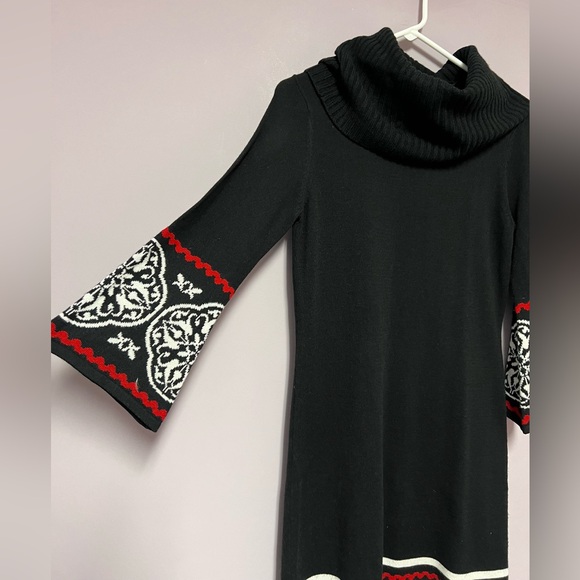 SWEATER Dress COWL Neck GEOMETRIC Design - Picture 6 of 13